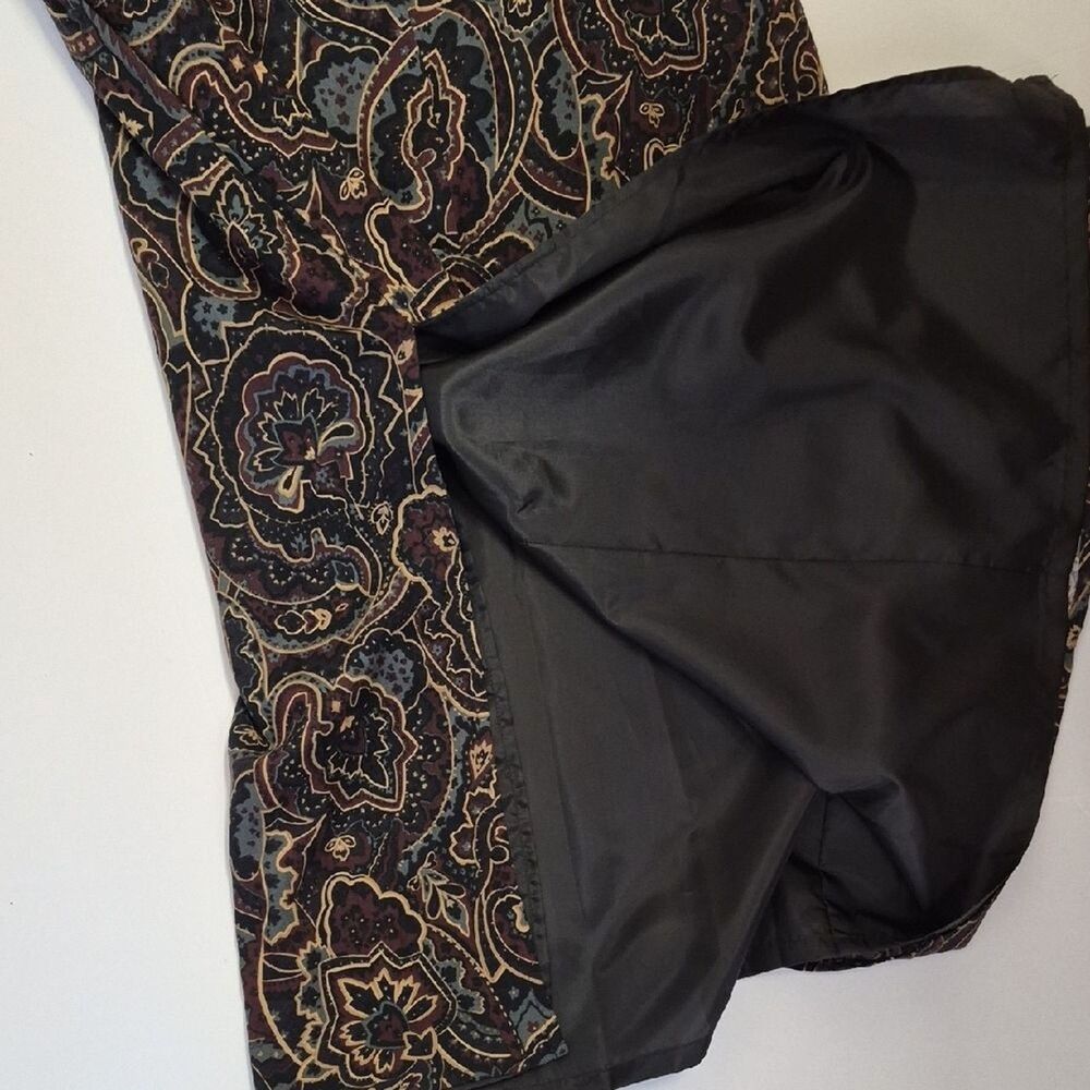 VTG Bice Paisley Midi Skirt 8P Nordstrom 90s Office Siren Dark Academia Brown - Picture 11 of 11